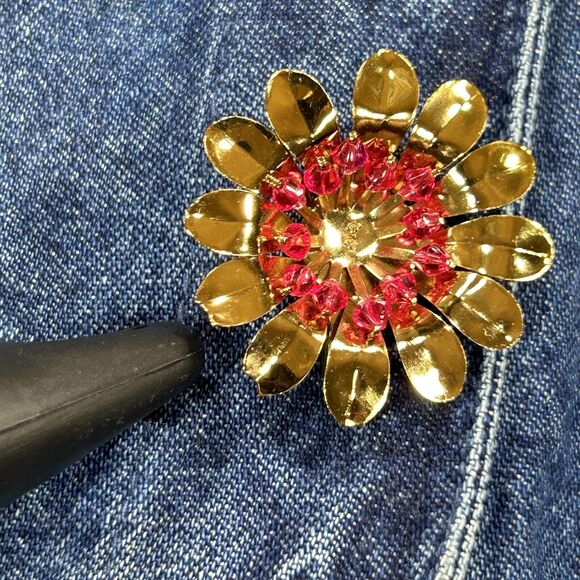 Vintage Life Style Jacket Women L Boho Blue Denim Floral Jewel Button Fringe 90s - Picture 12 of 14